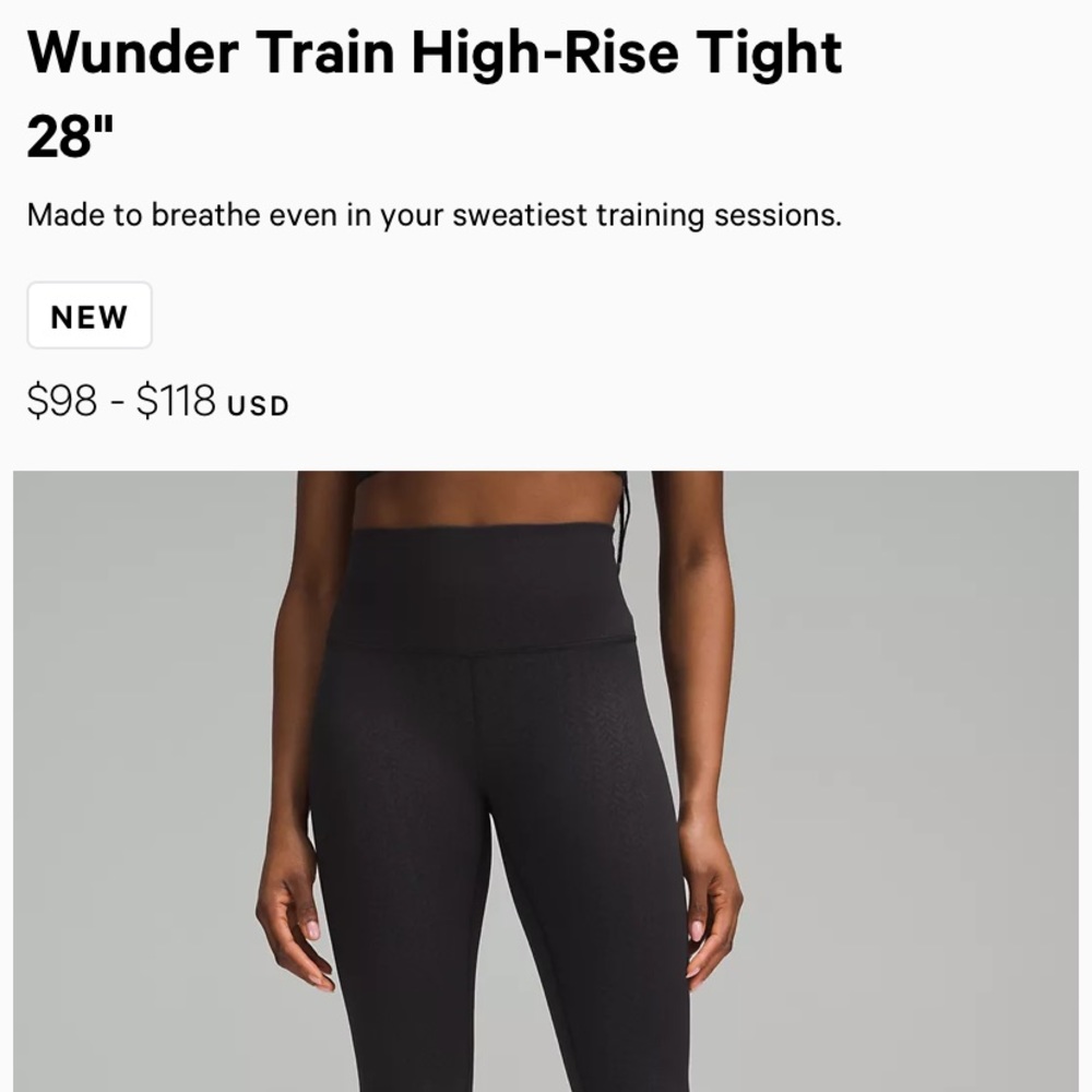 Lululemon high rise Wunder Leggings - 28”